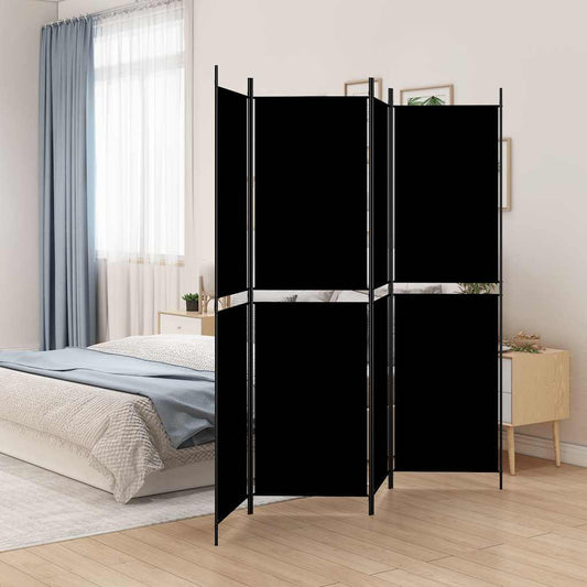 Kamerscherm met 4 panelen 200x200 cm stof zwart is nu te koop bij PeponiXL, paradijselijk wonen!