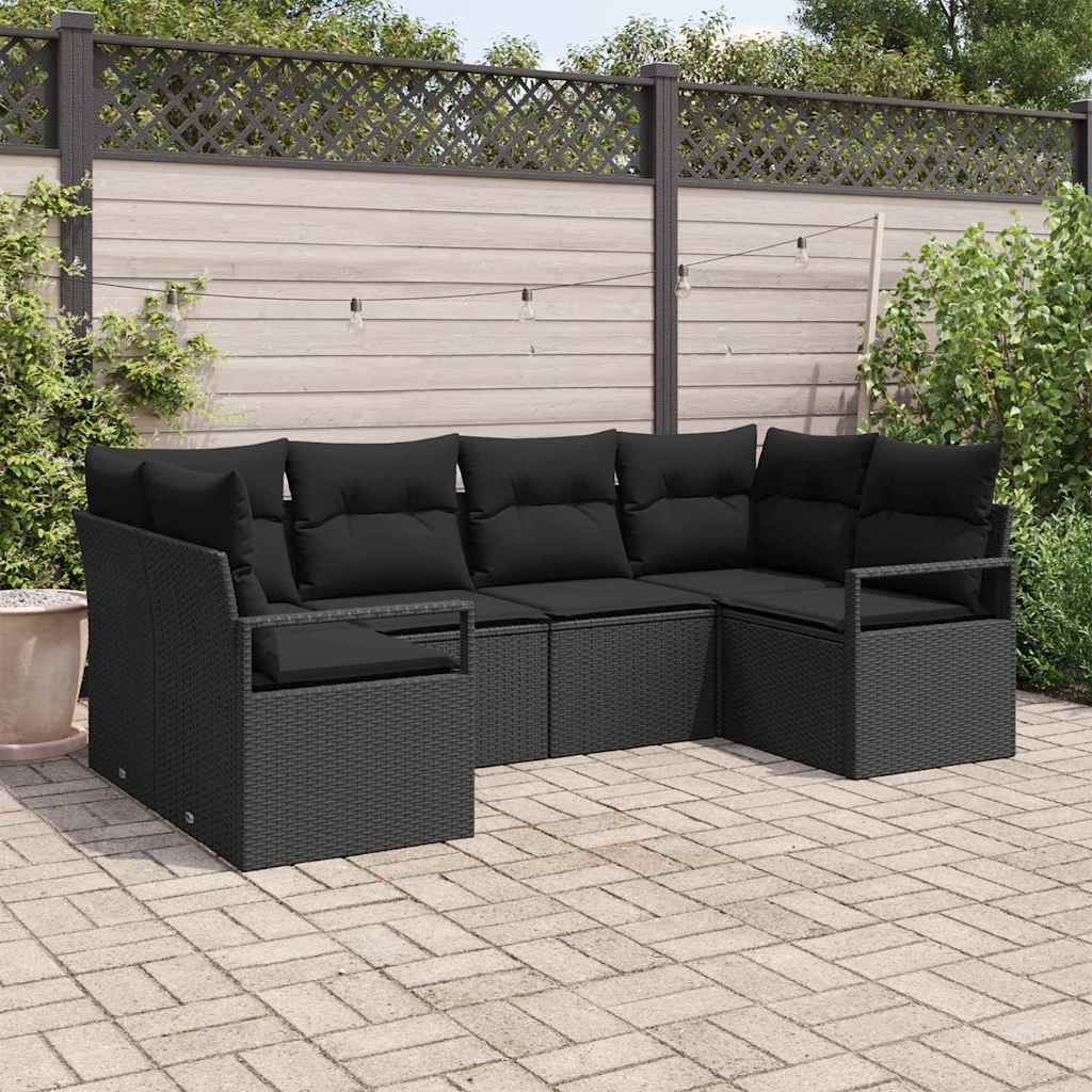 Tuinbankenset met kussen met opslag 6 pcs Zwart poly rattan is nu te koop bij PeponiXL, paradijselijk wonen!
