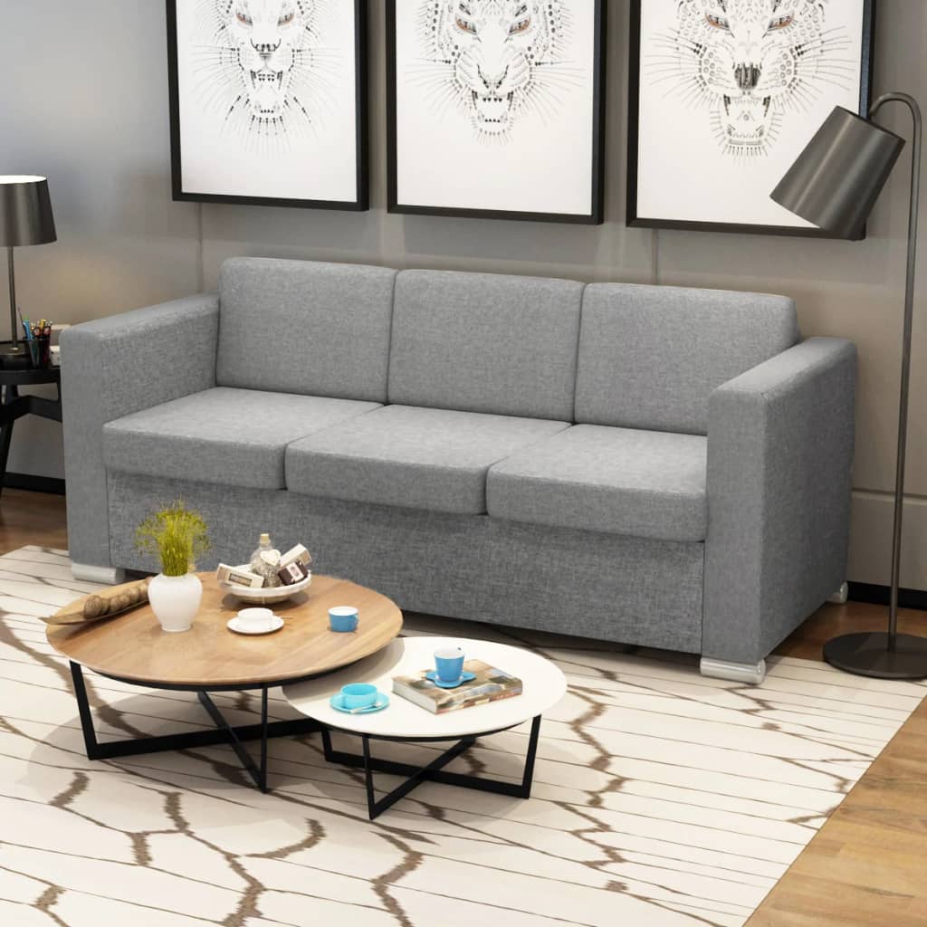 Driezitsbank stof lichtgrijs is nu te koop bij PeponiXL, paradijselijk wonen!