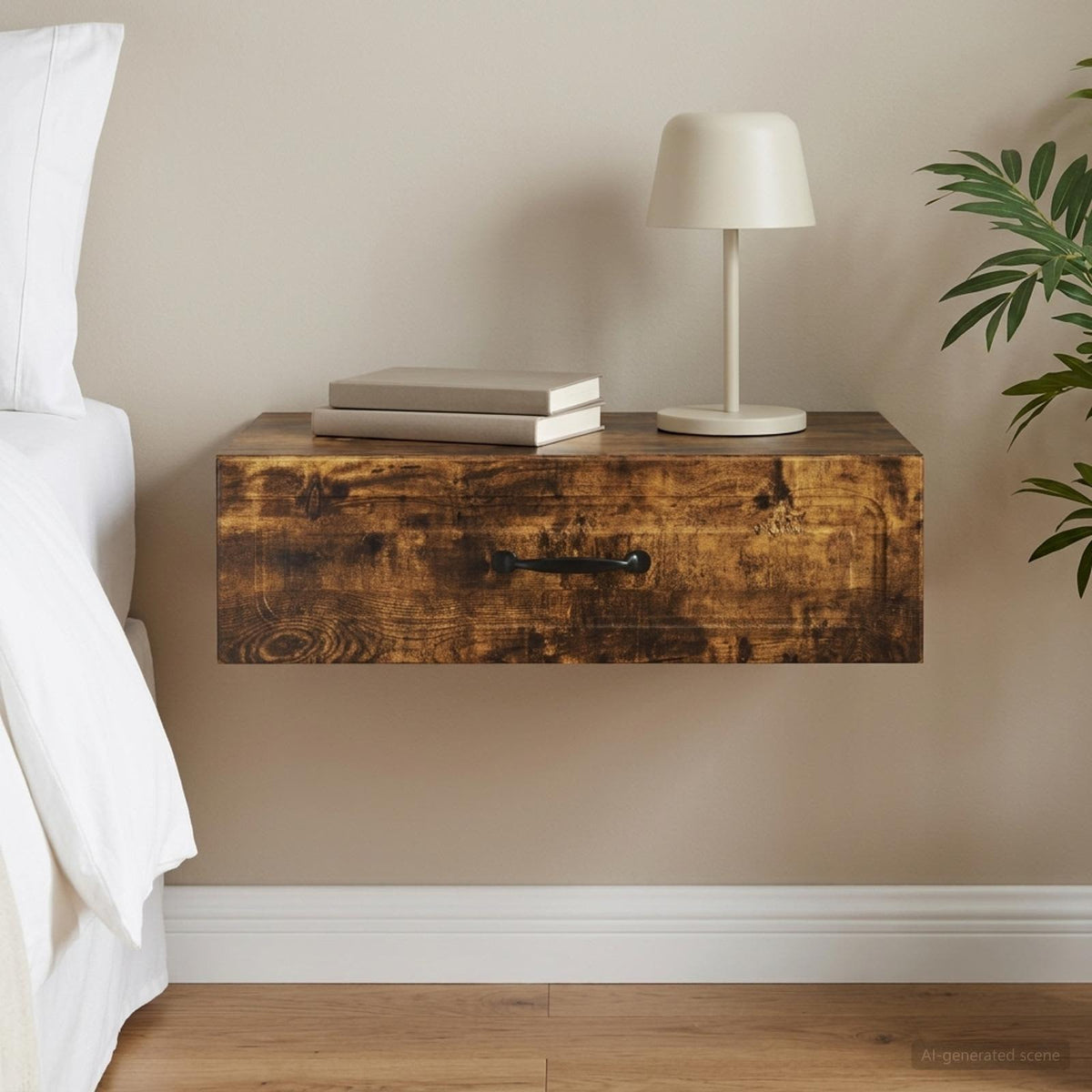 Wandmontage Zijtafel Gerookt eiken 59 x 34,5 x 17 cm is nu te koop bij PeponiXL, paradijselijk wonen!