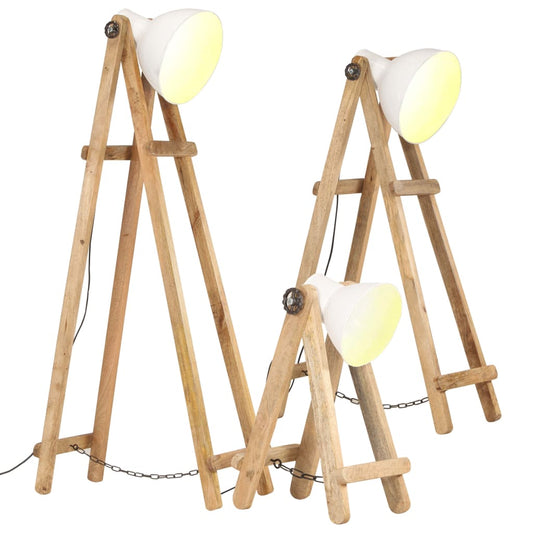 Vloerlampen 3 st E27 massief mangohout wit is nu te koop bij PeponiXL, paradijselijk wonen!