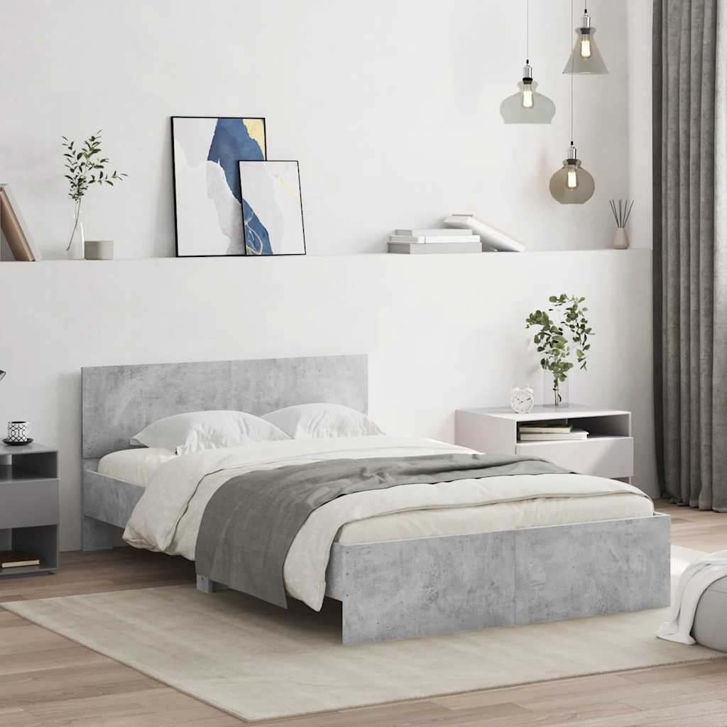 Bedframe met hoofdeinde betongrijs 120x190 cm is nu te koop bij PeponiXL, paradijselijk wonen!