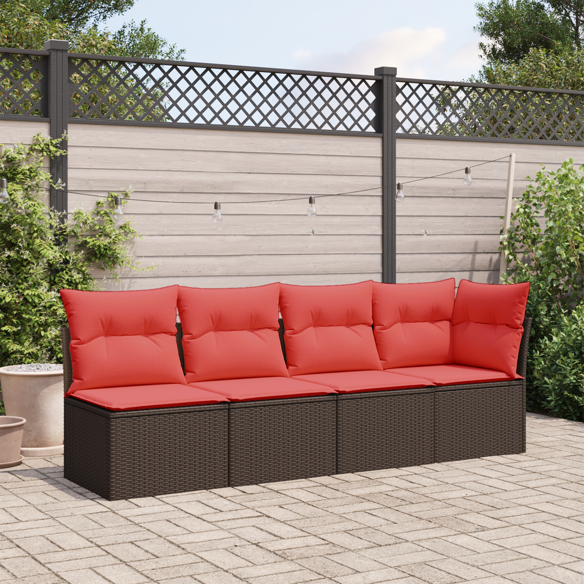 | Tuinbank | met kussen Bruin 227 x 62 x 69 cm poly rattan is nu te koop bij PeponiXL, paradijselijk wonen!
