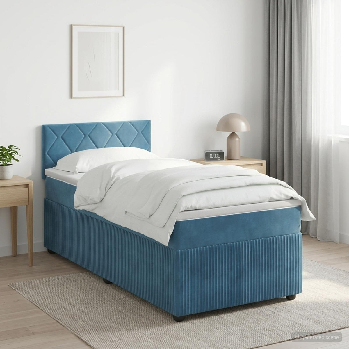 Boxspringbed met matras Donkerblauw 90 x 190 cm Fluweel is nu te koop bij PeponiXL, paradijselijk wonen!