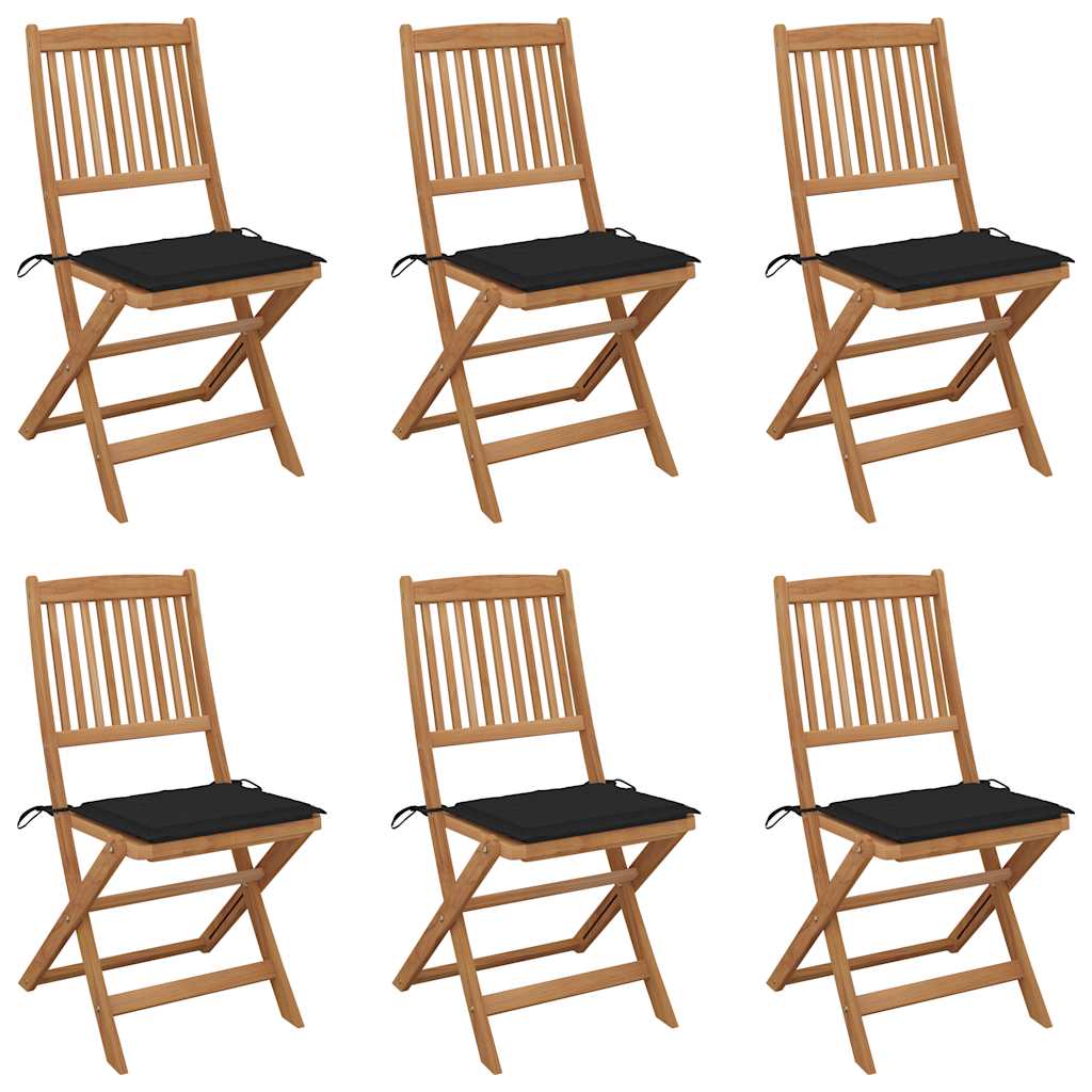 Tuinstoelen 6 st inklapbaar met kussens massief acaciahout is nu te koop bij PeponiXL, paradijselijk wonen!