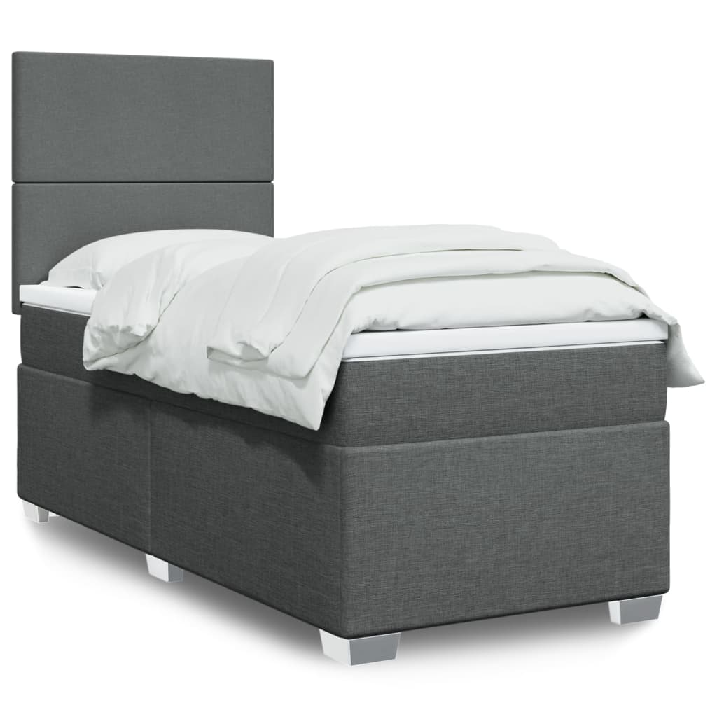 Boxspring met matras stof donkergrijs 90x200 cm is nu te koop bij PeponiXL, paradijselijk wonen!