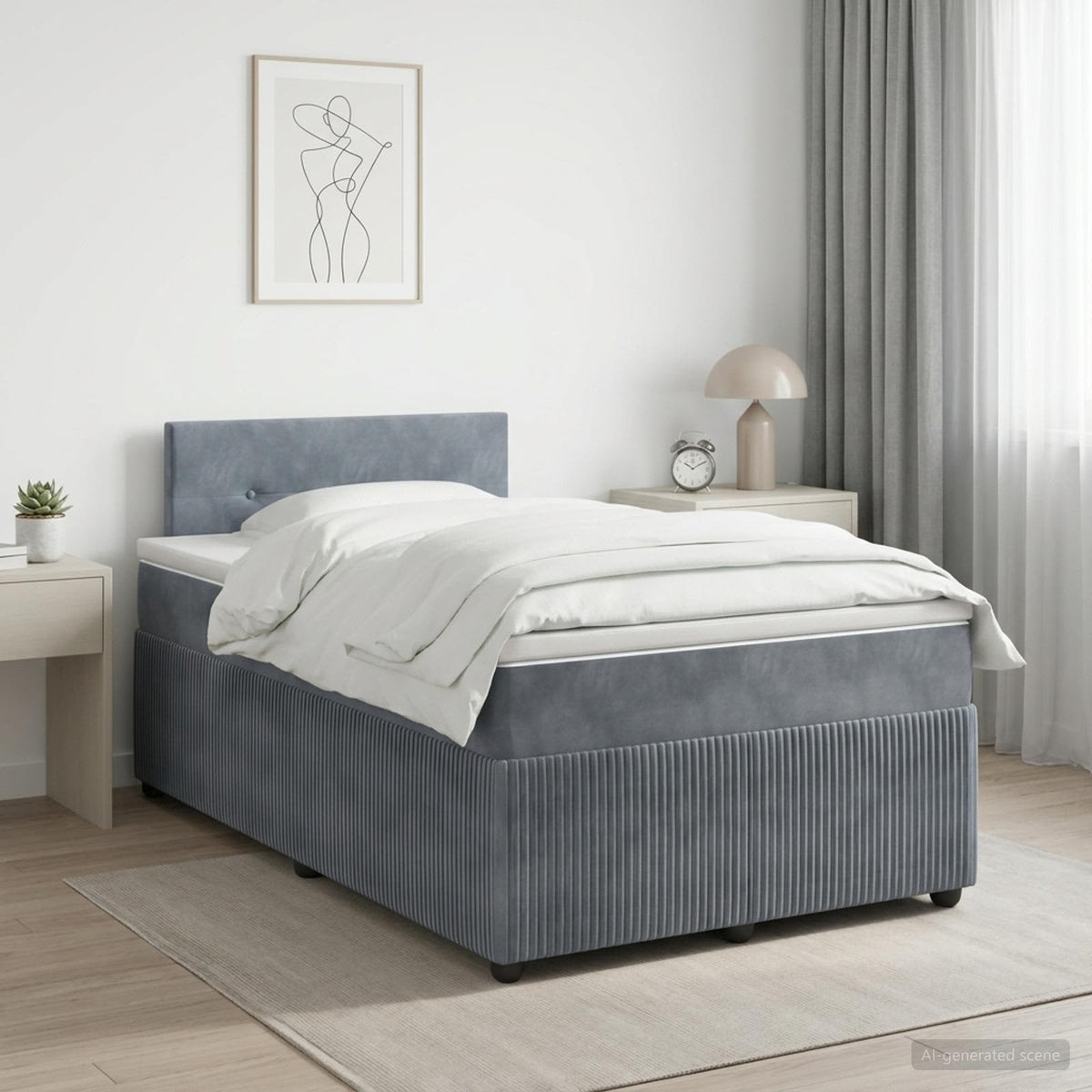 Boxspringbed met matras Donkergrijs 120 x 190 cm Fluweel is nu te koop bij PeponiXL, paradijselijk wonen!