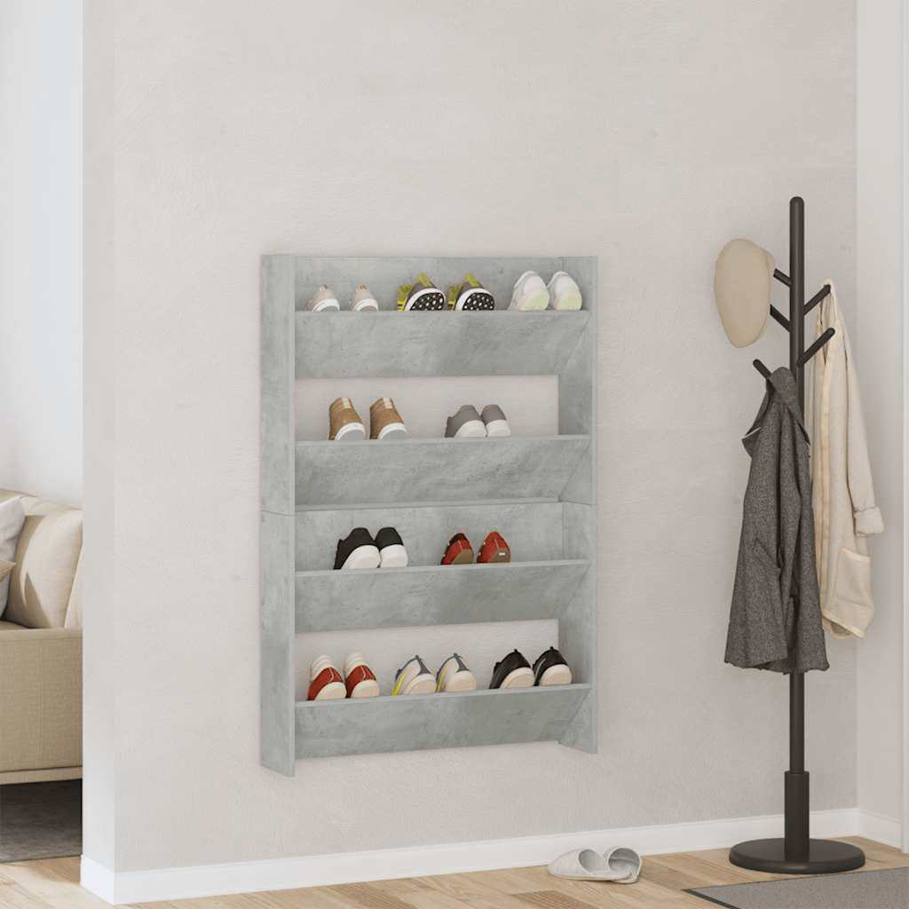 Wandschoenenkasten 2 st 80x18x60 cm spaanplaat betongrijs is nu te koop bij PeponiXL, paradijselijk wonen!