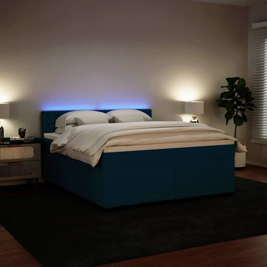 Boxspring met matras fluweel blauw 180x200 cm is nu te koop bij PeponiXL, paradijselijk wonen!