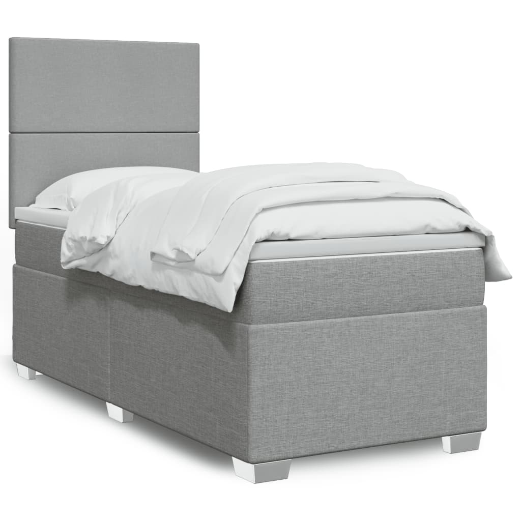 Boxspring met matras stof lichtgrijs 90x190 cm is nu te koop bij PeponiXL, paradijselijk wonen!