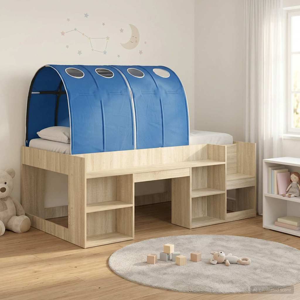 Bedframe met tunnel 3 st Sonoma eiken en blauw Bewerkt hout is nu te koop bij PeponiXL, paradijselijk wonen!