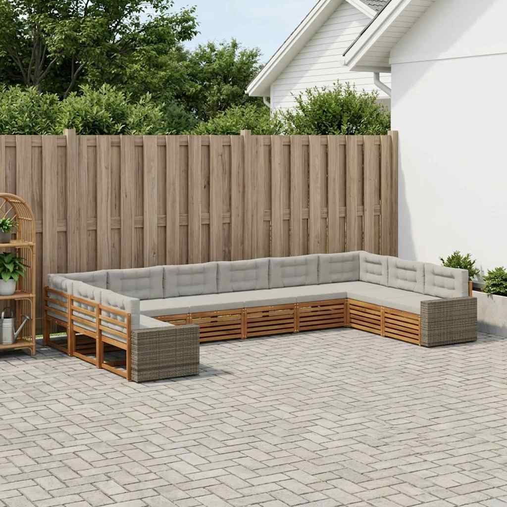 Sofa-Sets met kussen 10 pcs Massief Acaciahout is nu te koop bij PeponiXL, paradijselijk wonen!