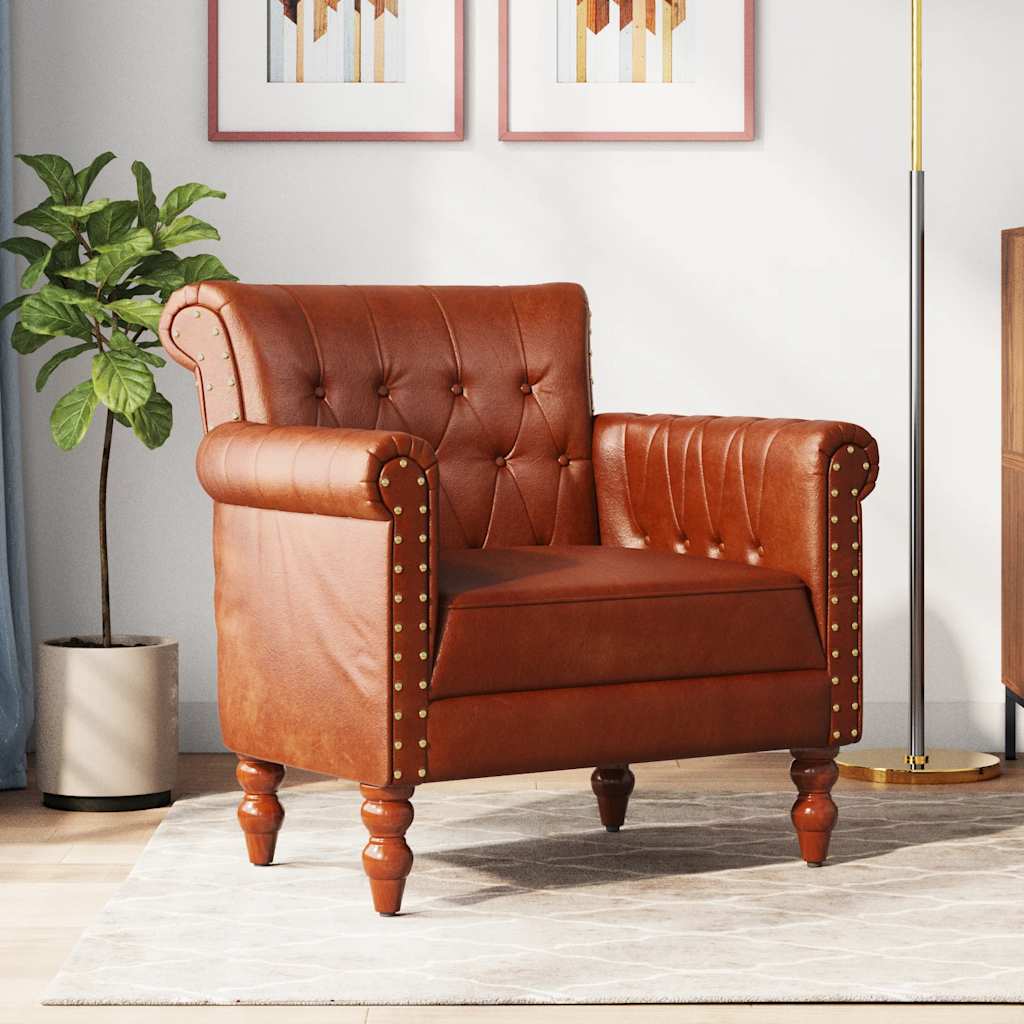 Fauteuil echt geitenleer bruin is nu te koop bij PeponiXL, paradijselijk wonen!