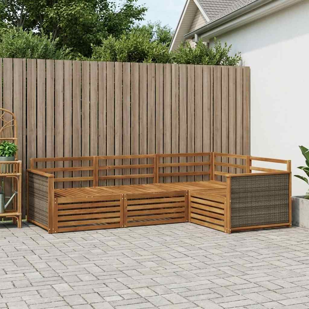 Buiten bankenset 4 pcs Naturel Massief Acaciahout is nu te koop bij PeponiXL, paradijselijk wonen!
