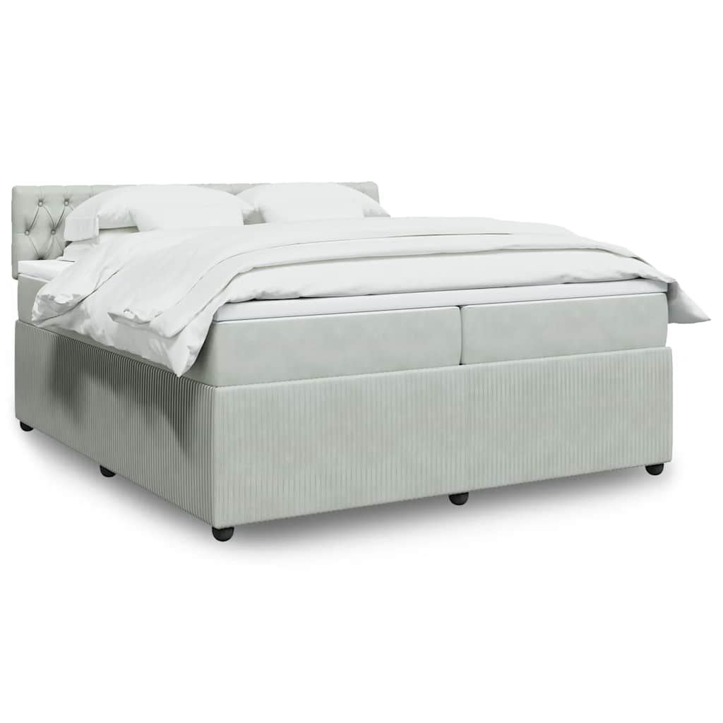 Boxspring met matras fluweel lichtgrijs 200x200 cm is nu te koop bij PeponiXL, paradijselijk wonen!