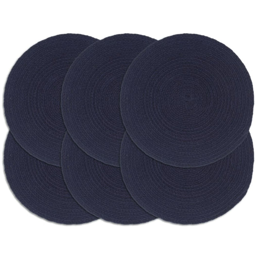 Placemats 6 st rond 38 cm katoen effen marineblauw is nu te koop bij PeponiXL, paradijselijk wonen!