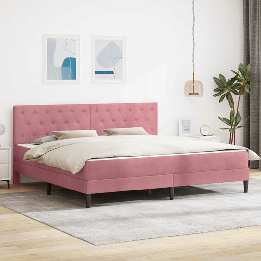 Bedframe met matras met hoofdeinde Roze 200 x 200 cm Fluweel is nu te koop bij PeponiXL, paradijselijk wonen!