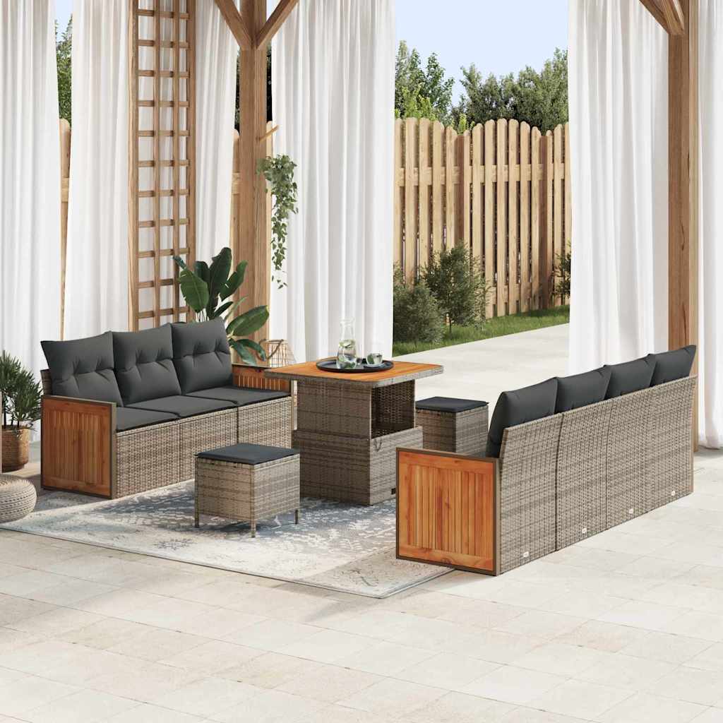 Tuinbankenset met kussen 13 pcs Grijs poly rattan is nu te koop bij PeponiXL, paradijselijk wonen!