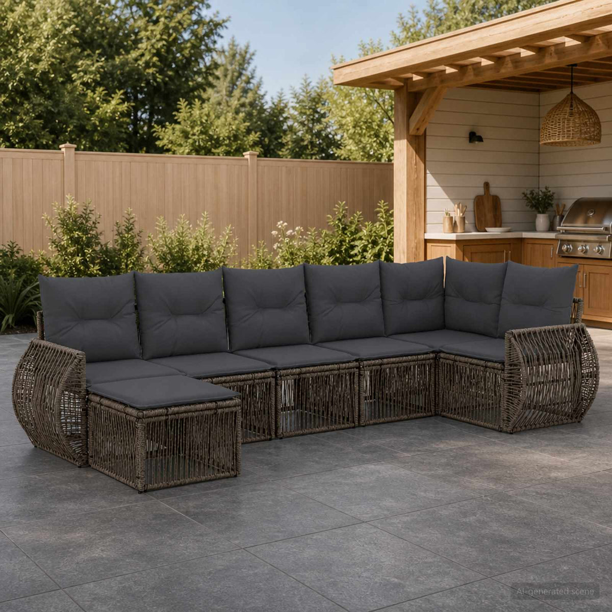Tuinbankenset 7 pcs Grijs en Donkergrijs poly rattan is nu te koop bij PeponiXL, paradijselijk wonen!