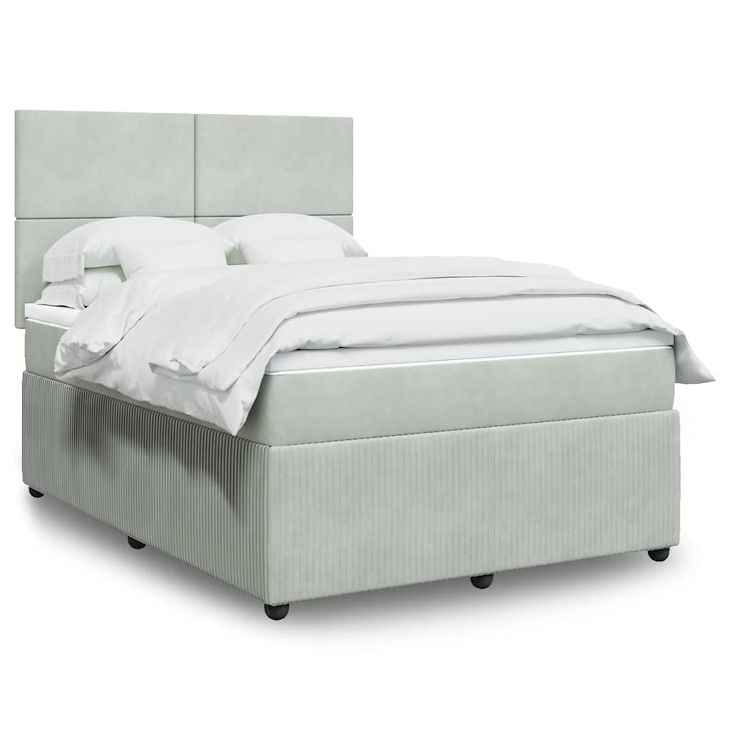 Boxspring met matras fluweel lichtgrijs 140x190 cm is nu te koop bij PeponiXL, paradijselijk wonen!