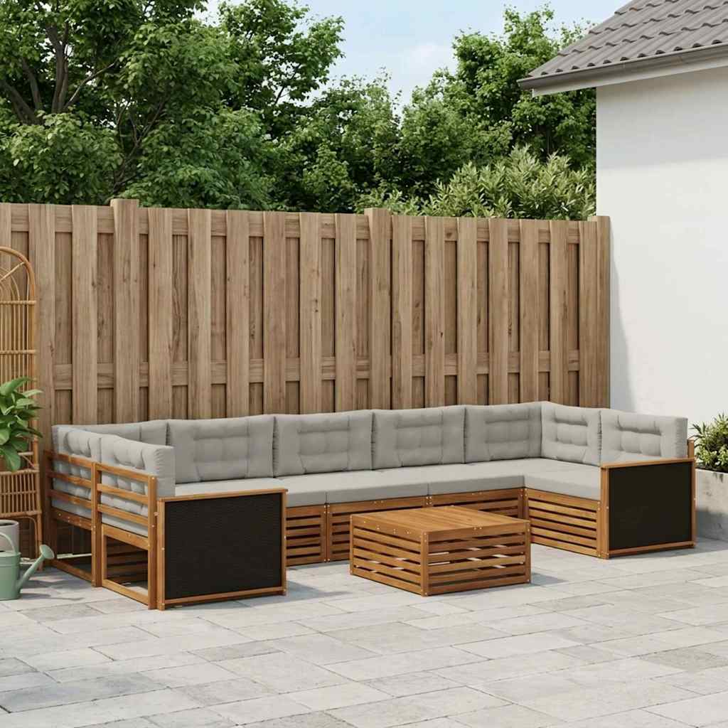 Buiten bankenset 8 pcs Naturel en lichtgrijs is nu te koop bij PeponiXL, paradijselijk wonen!