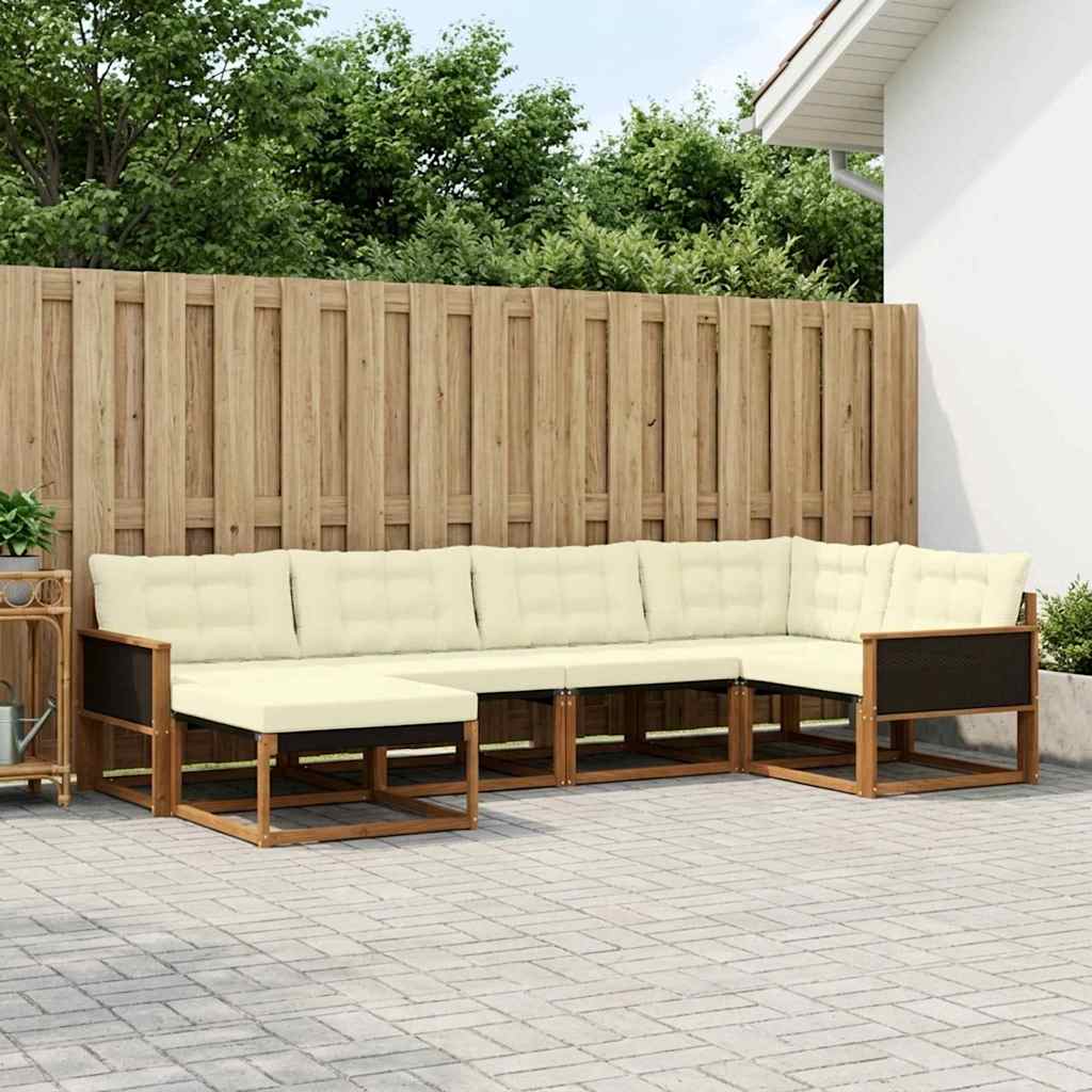 Buiten bankenset met kussen 6 pcs Natuurlijk en Crème is nu te koop bij PeponiXL, paradijselijk wonen!