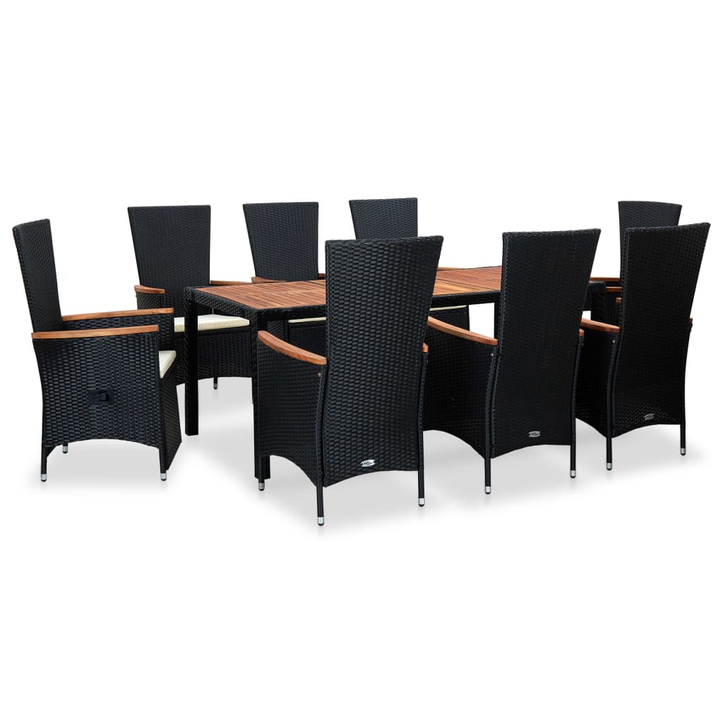 9-delige Tuinset met kussens poly rattan zwart is nu te koop bij PeponiXL, paradijselijk wonen!