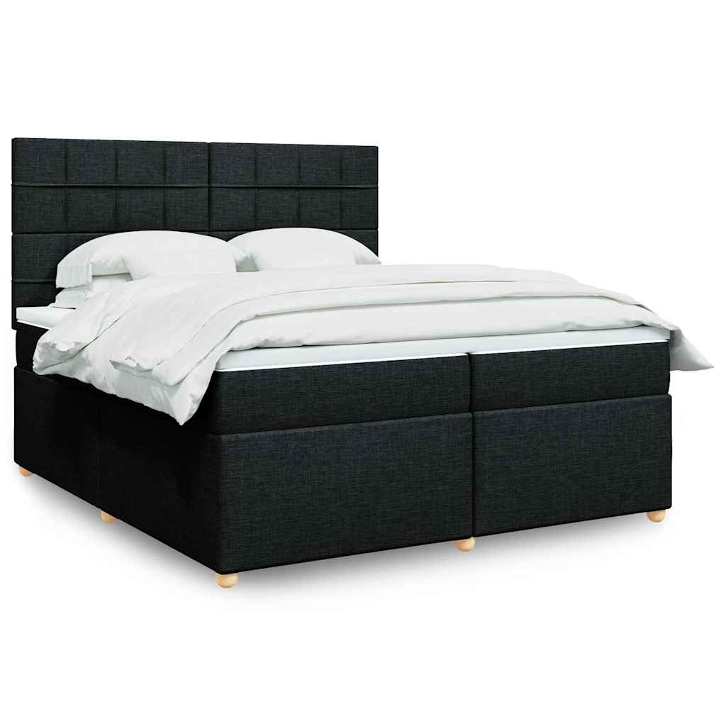 Boxspring met matras stof zwart 200x200 cm is nu te koop bij PeponiXL, paradijselijk wonen!
