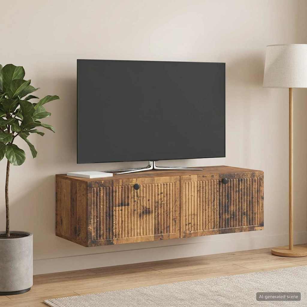 Wandbeugel TV-kast Oud hout 98 x 41 x 30 cm Bewerkt hout is nu te koop bij PeponiXL, paradijselijk wonen!