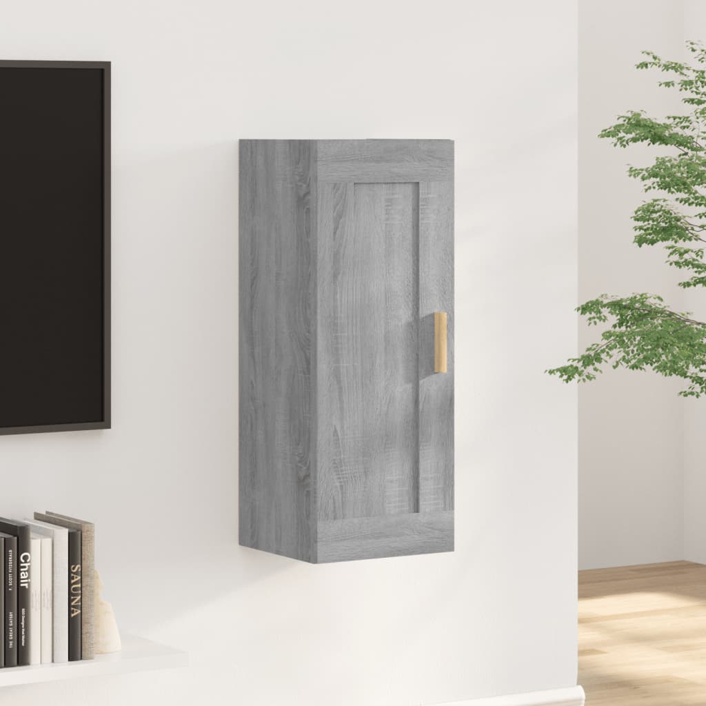 Wandkast 35x34x90 cm bewerkt hout grijs sonoma eikenkleurig is nu te koop bij PeponiXL, paradijselijk wonen!