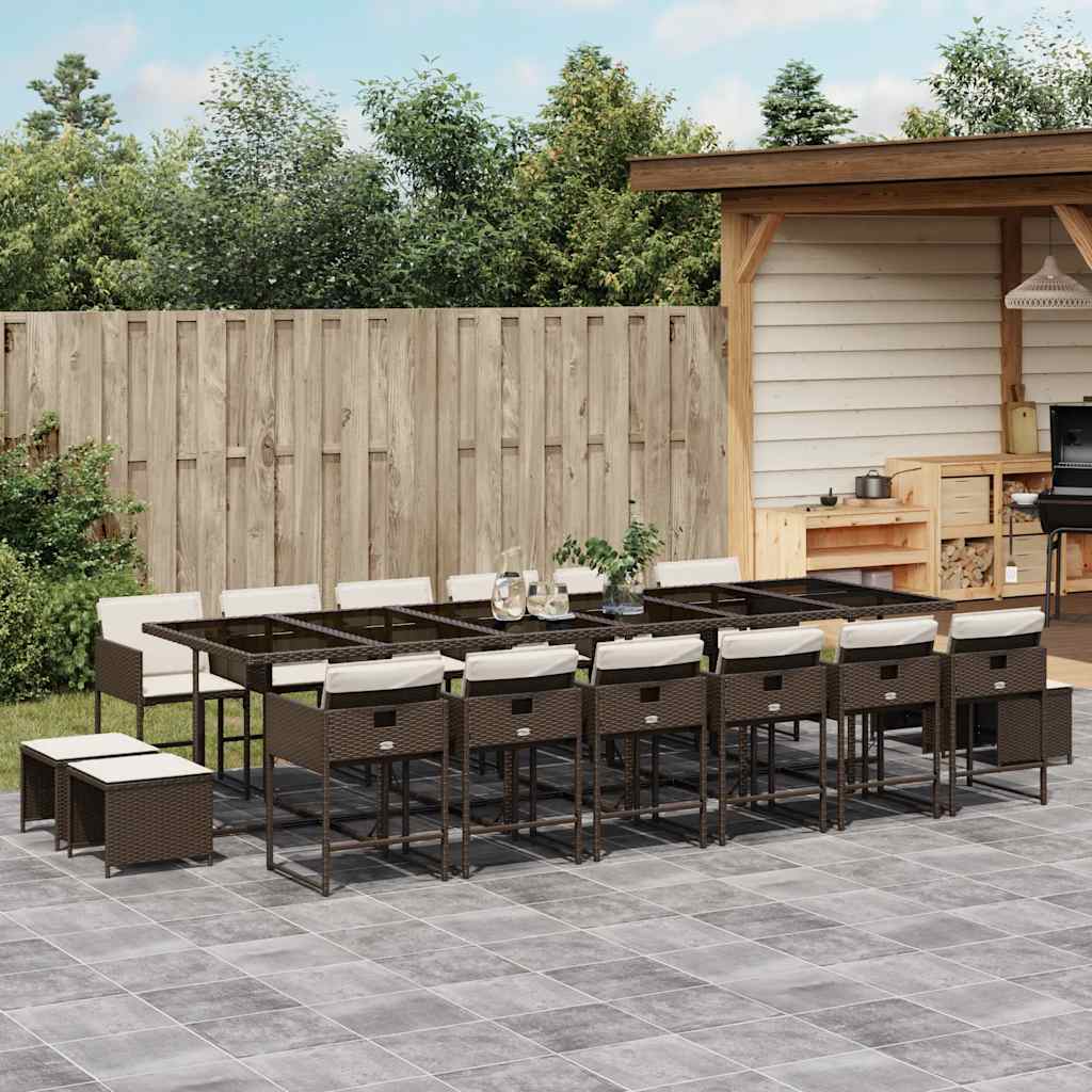 17-delige Tuinset met kussens poly rattan bruin is nu te koop bij PeponiXL, paradijselijk wonen!