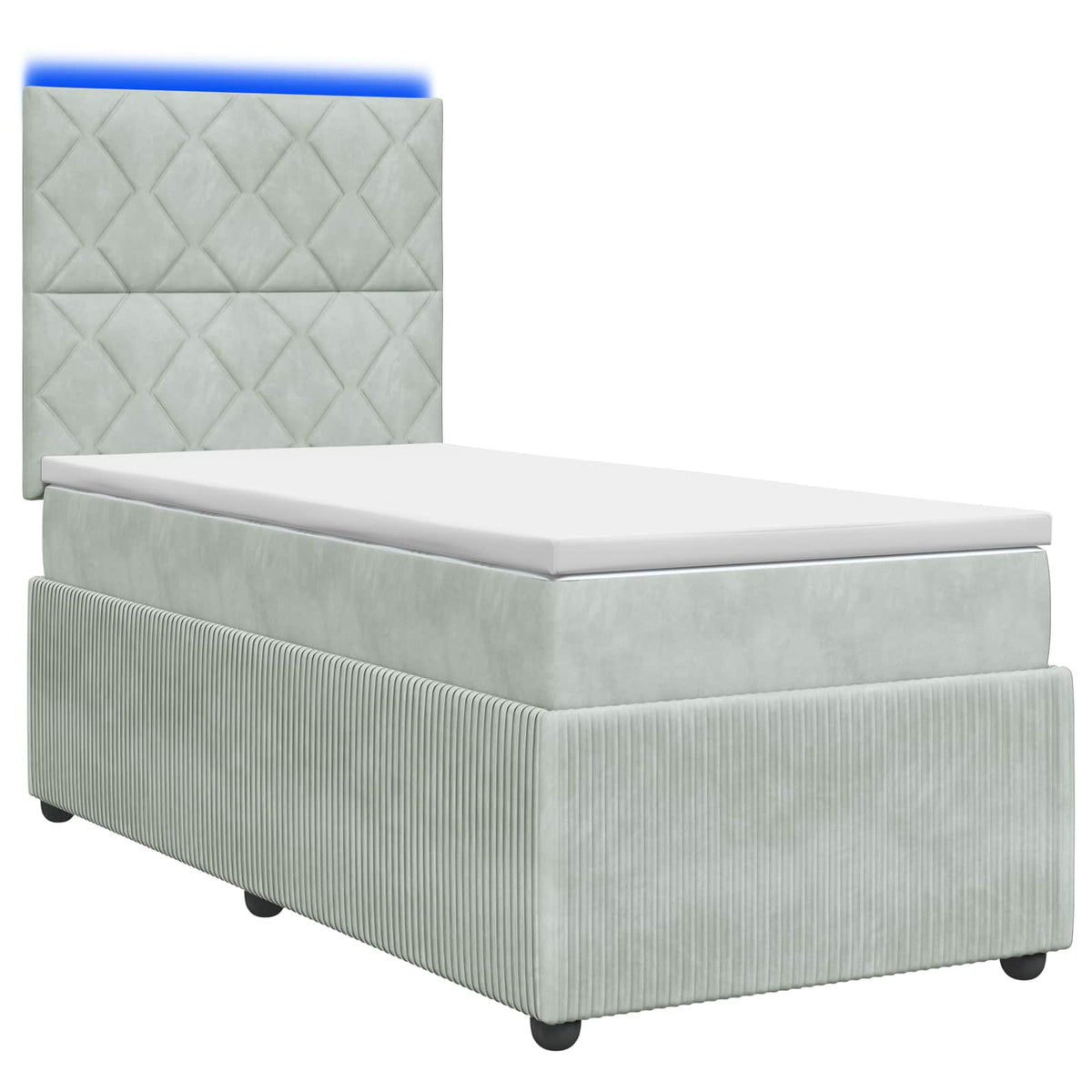 LED Boxspring Bed met Matras Lichtgrijs 90 x 190 cm Fluweel is nu te koop bij PeponiXL, paradijselijk wonen!