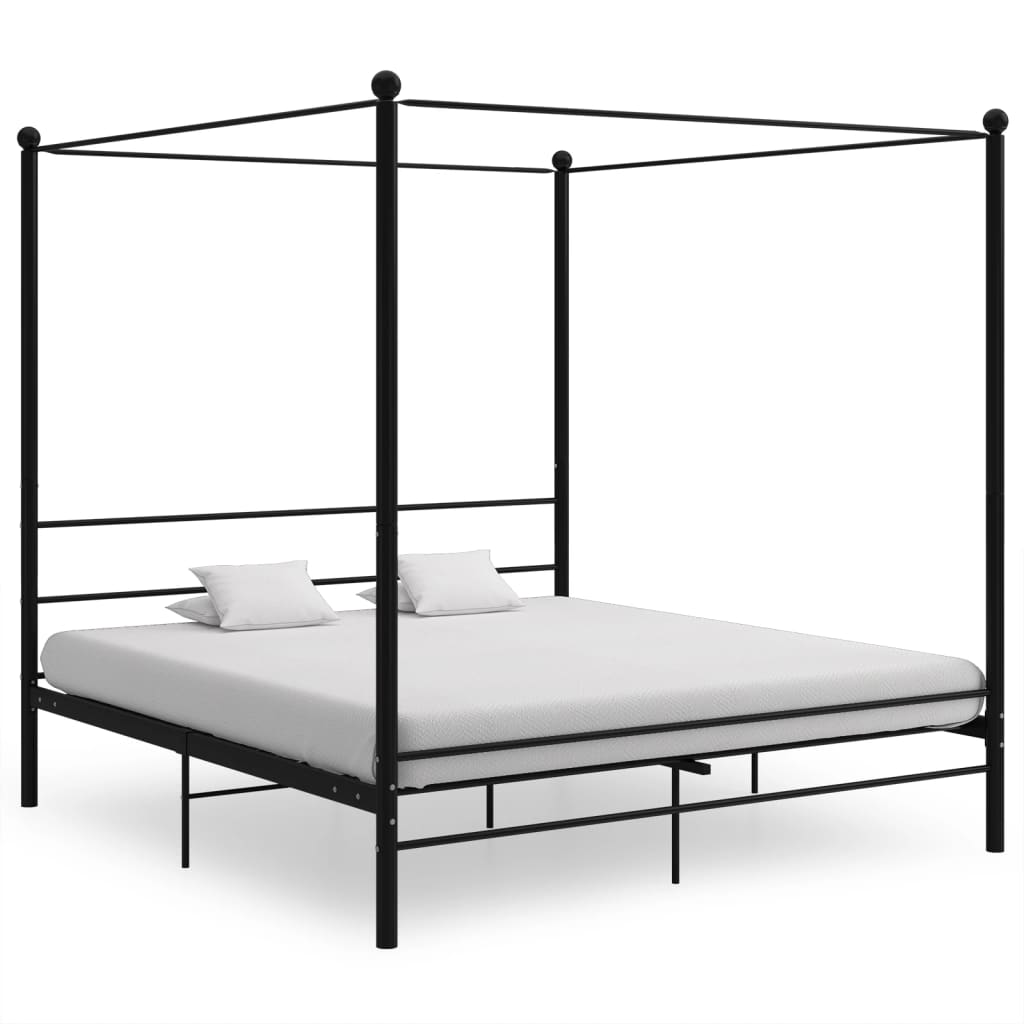 Hemelbedframe metaal zwart 200x200 cm is nu te koop bij PeponiXL, paradijselijk wonen!