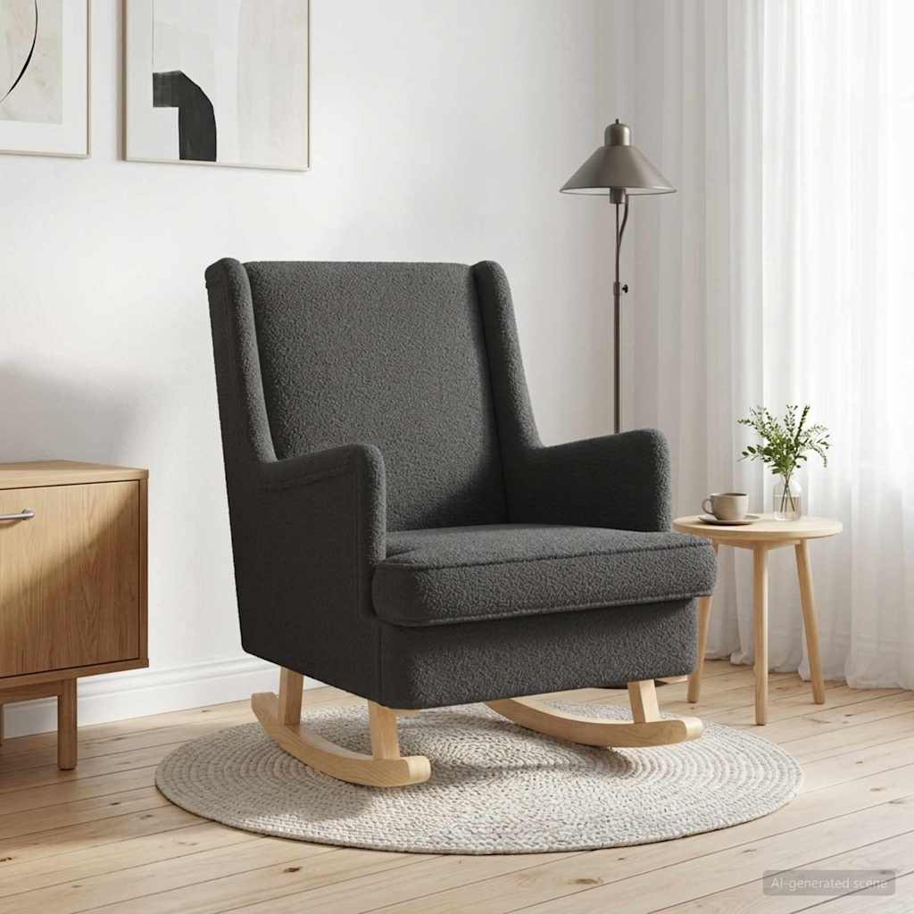 Schommelstoel Donkergrijs 62 x 80 x 85 cm Schapenstof is nu te koop bij PeponiXL, paradijselijk wonen!
