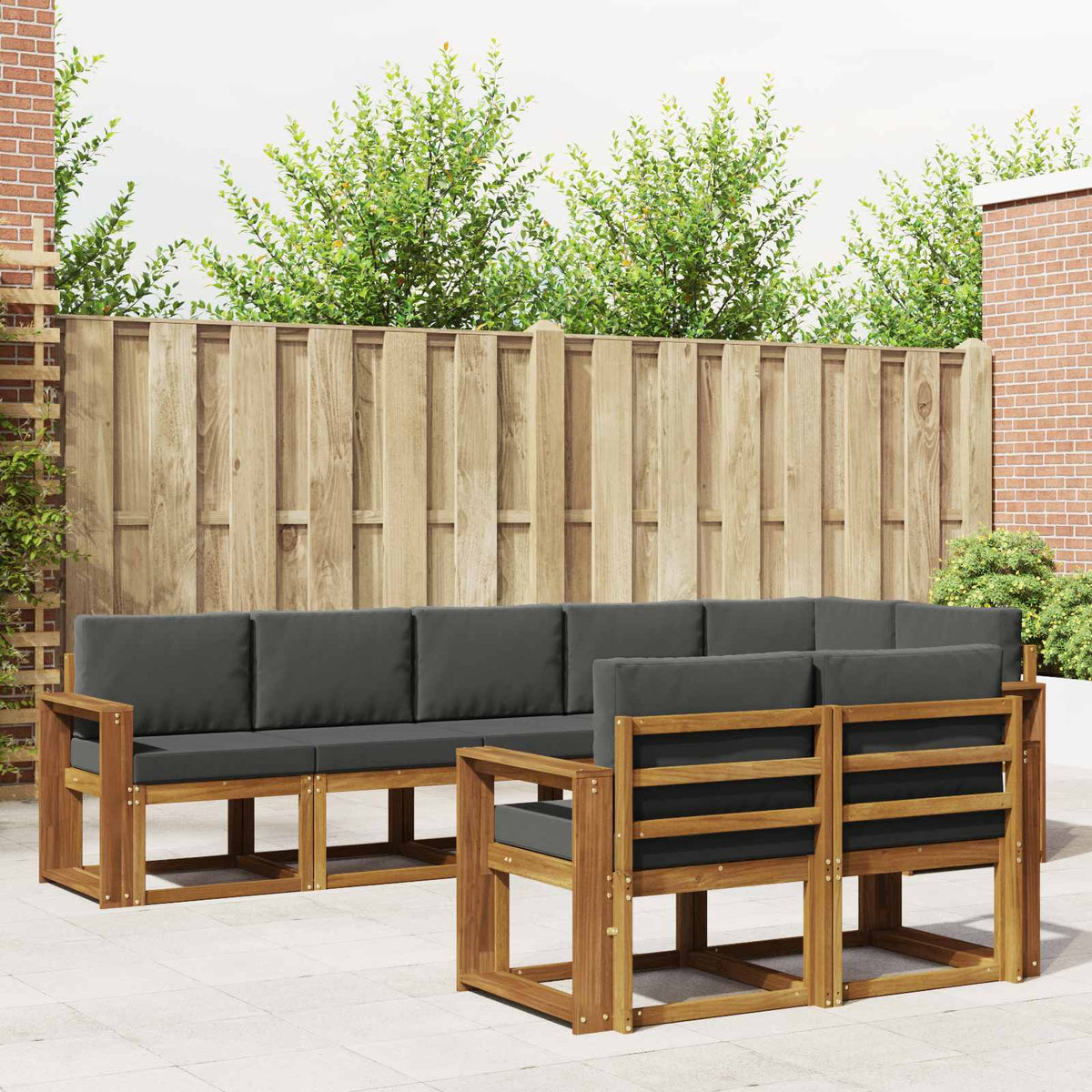 Buiten bankenset met kussen 8 pcs Natuurlijk en Antraciet is nu te koop bij PeponiXL, paradijselijk wonen!