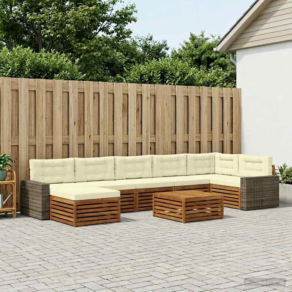 Buiten bankenset met kussen 8 pcs Natuurlijk en Crème is nu te koop bij PeponiXL, paradijselijk wonen!