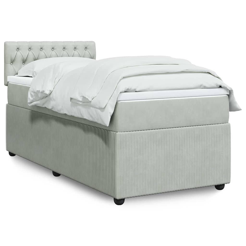 Boxspring met matras fluweel lichtgrijs 100x200 cm is nu te koop bij PeponiXL, paradijselijk wonen!