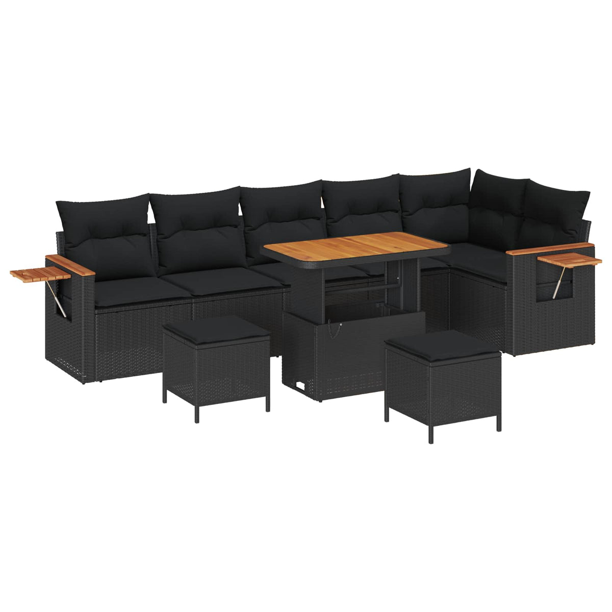 Tuinbankenset met kussen 11 pcs Zwart poly rattan is nu te koop bij PeponiXL, paradijselijk wonen!