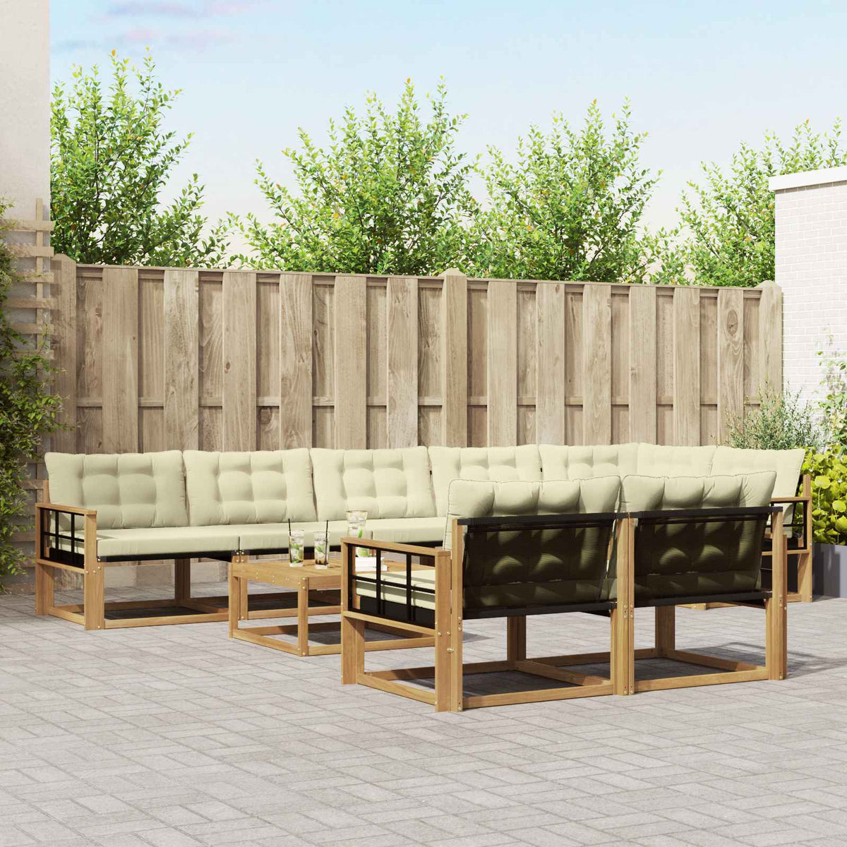 Buiten bankenset 9 pcs Wit en crèmekleurig 79 x 79 x 37 cm is nu te koop bij PeponiXL, paradijselijk wonen!