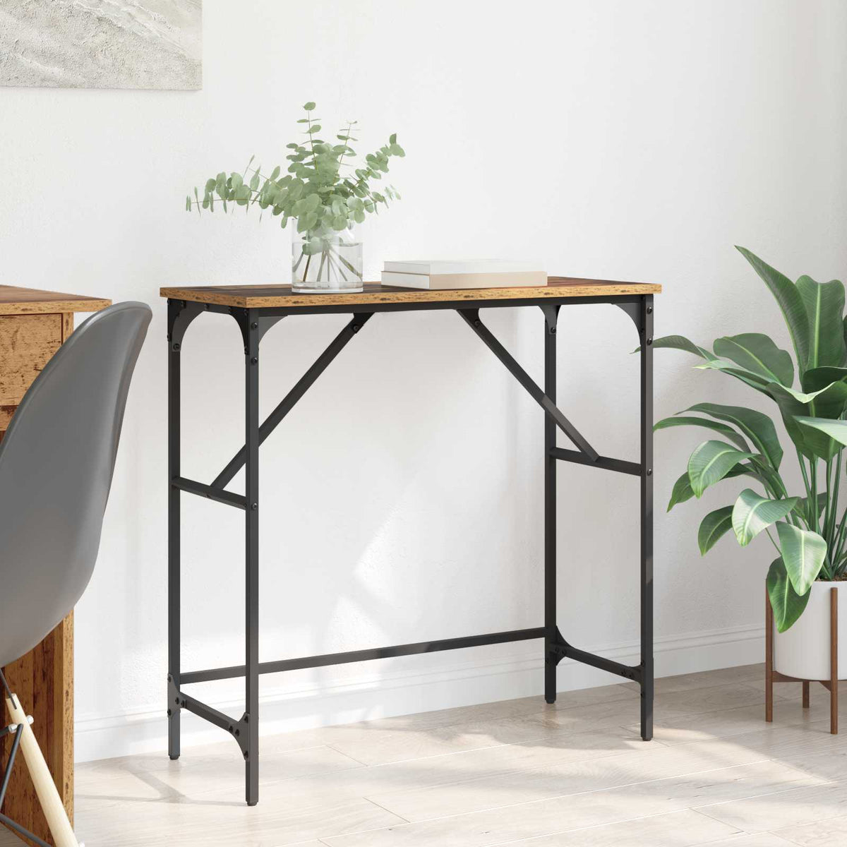 Wandtafel Oudhout 75 x 32 x 75 cm Bewerkt hout is nu te koop bij PeponiXL, paradijselijk wonen!