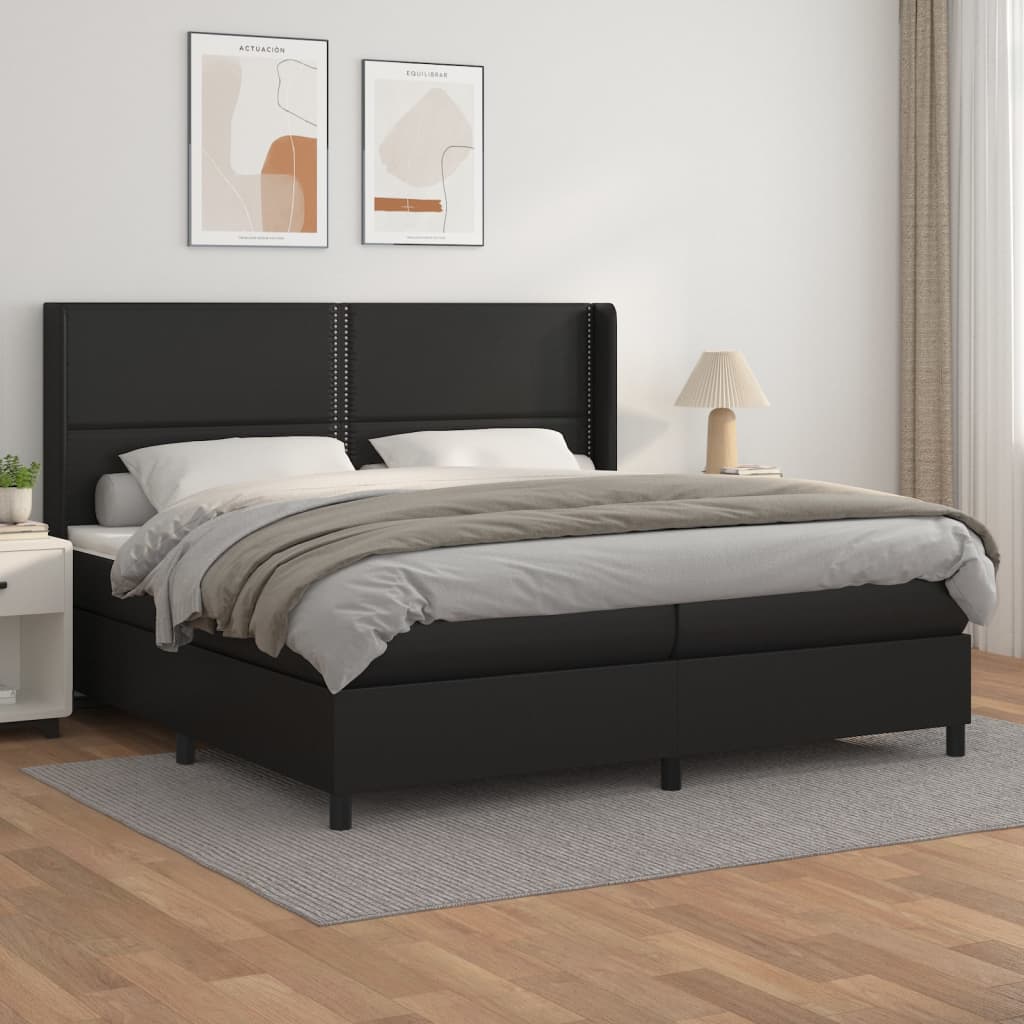 Boxspring met matras kunstleer zwart 200x200 cm is nu te koop bij PeponiXL, paradijselijk wonen!
