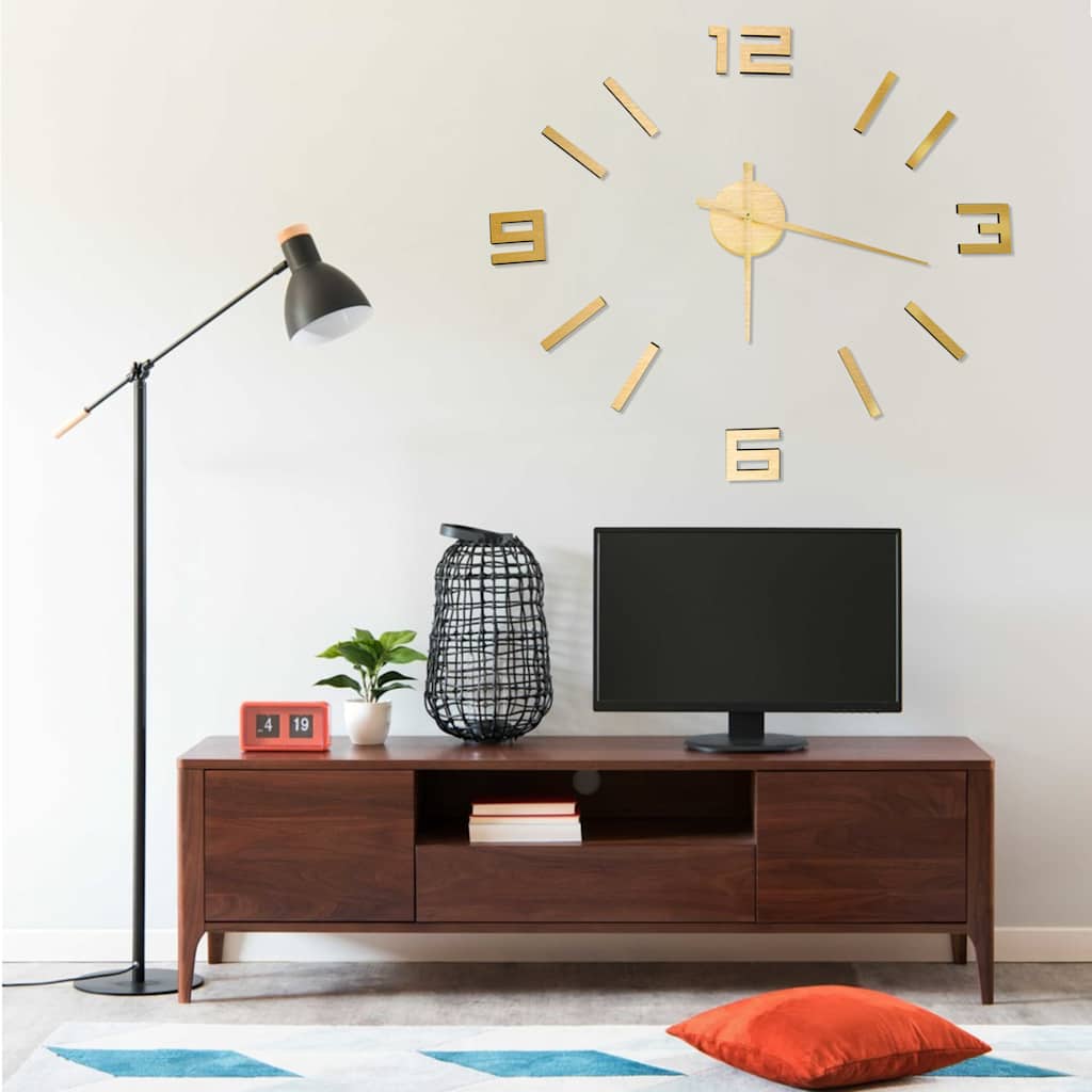 3D-wandklok modern XXL 100 cm goudkleurig is nu te koop bij PeponiXL, paradijselijk wonen!