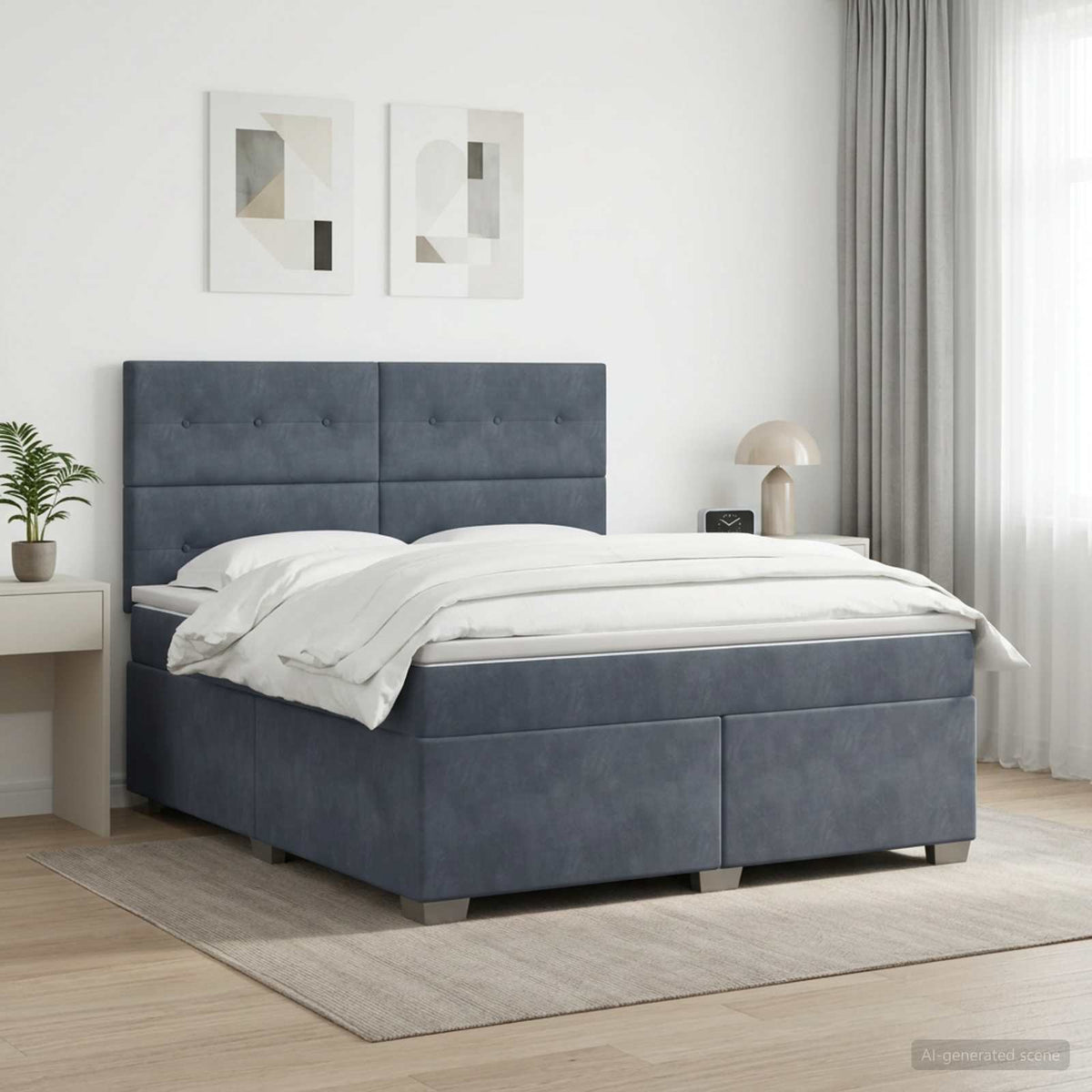 Boxspringbed met matras Donkergrijs 160 x 200 cm Fluweel is nu te koop bij PeponiXL, paradijselijk wonen!