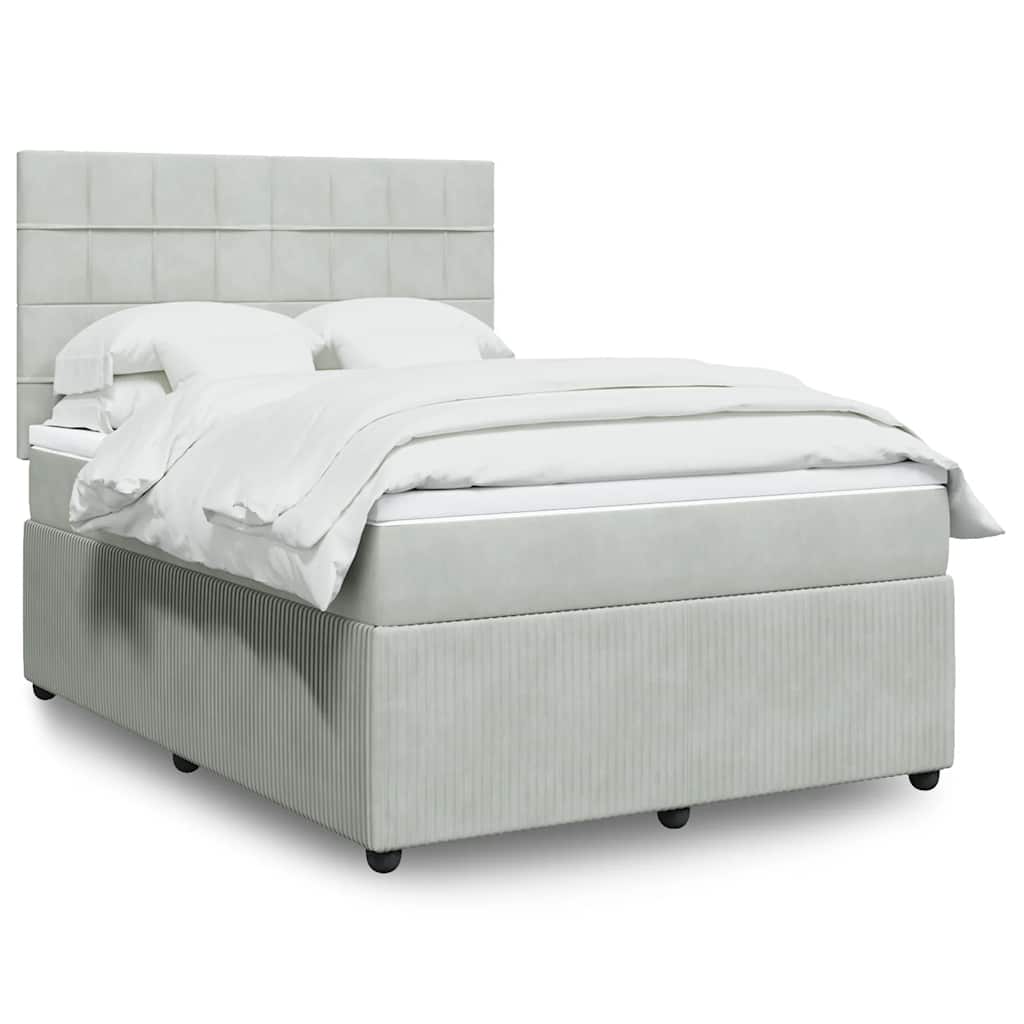 Boxspring met matras fluweel lichtgrijs 140x200 cm is nu te koop bij PeponiXL, paradijselijk wonen!