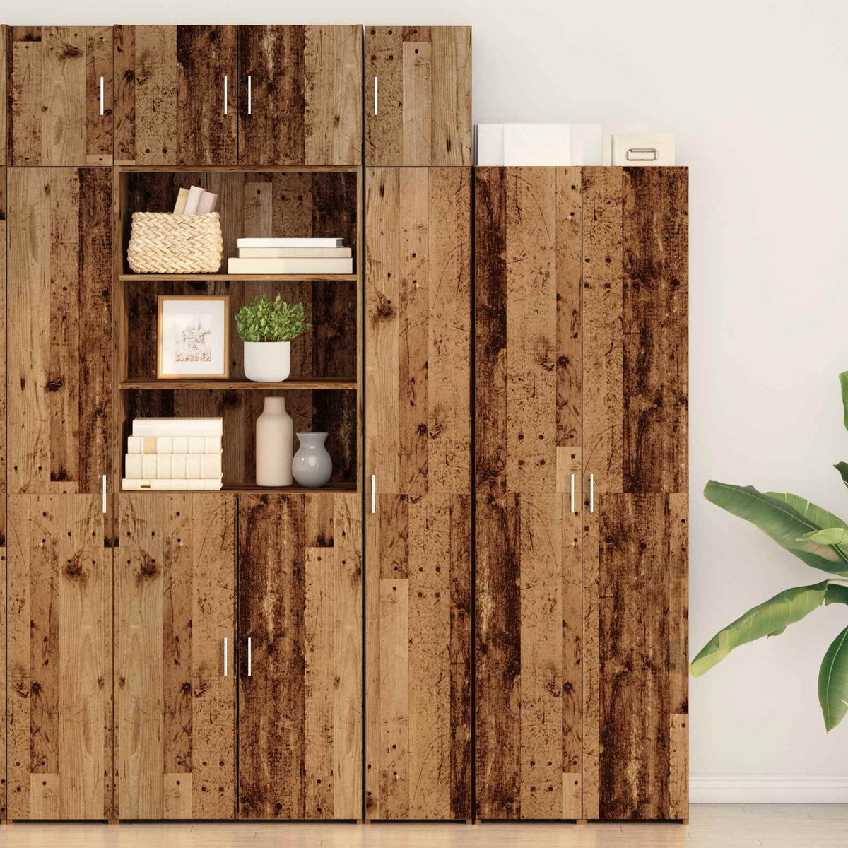 2-delige opbergkast met planken 2 pcs Oud hout Bewerkt hout is nu te koop bij PeponiXL, paradijselijk wonen!