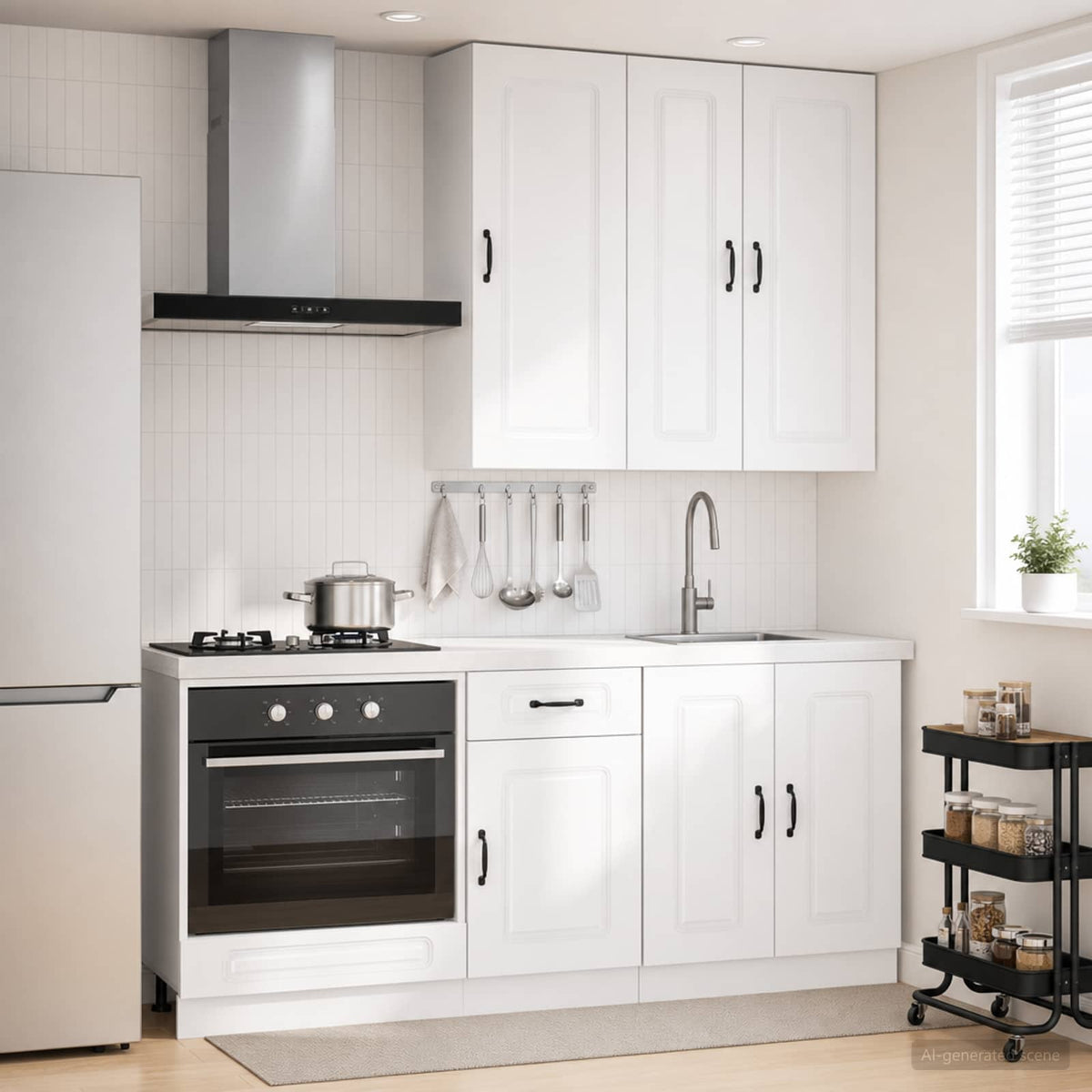 Keukenblok KALMAR 5 pcs Hoogglans Wit Bewerkt hout is nu te koop bij PeponiXL, paradijselijk wonen!