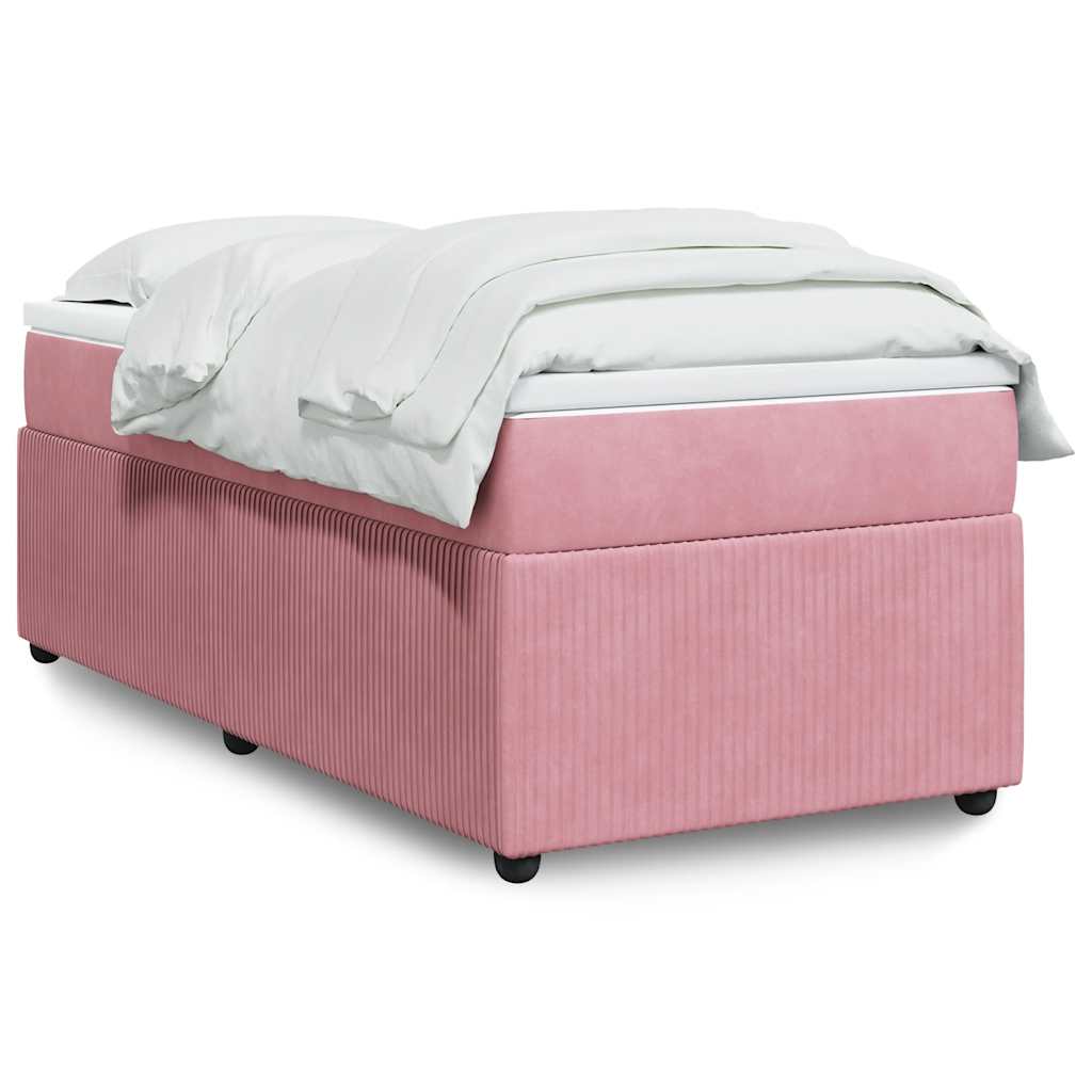 Boxspring met matras fluweel roze 90x190 cm is nu te koop bij PeponiXL, paradijselijk wonen!