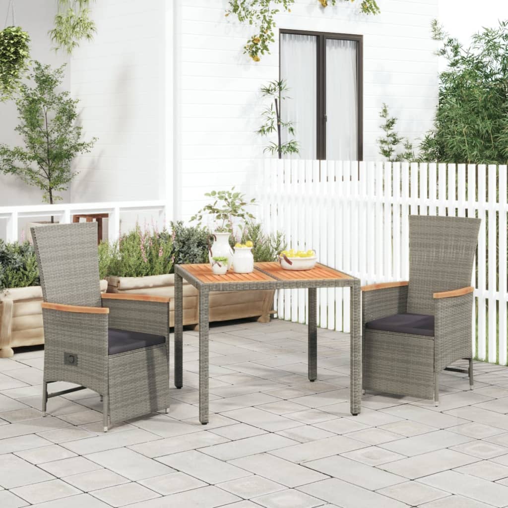 3-delige Tuinset met kussens poly rattan grijs is nu te koop bij PeponiXL, paradijselijk wonen!