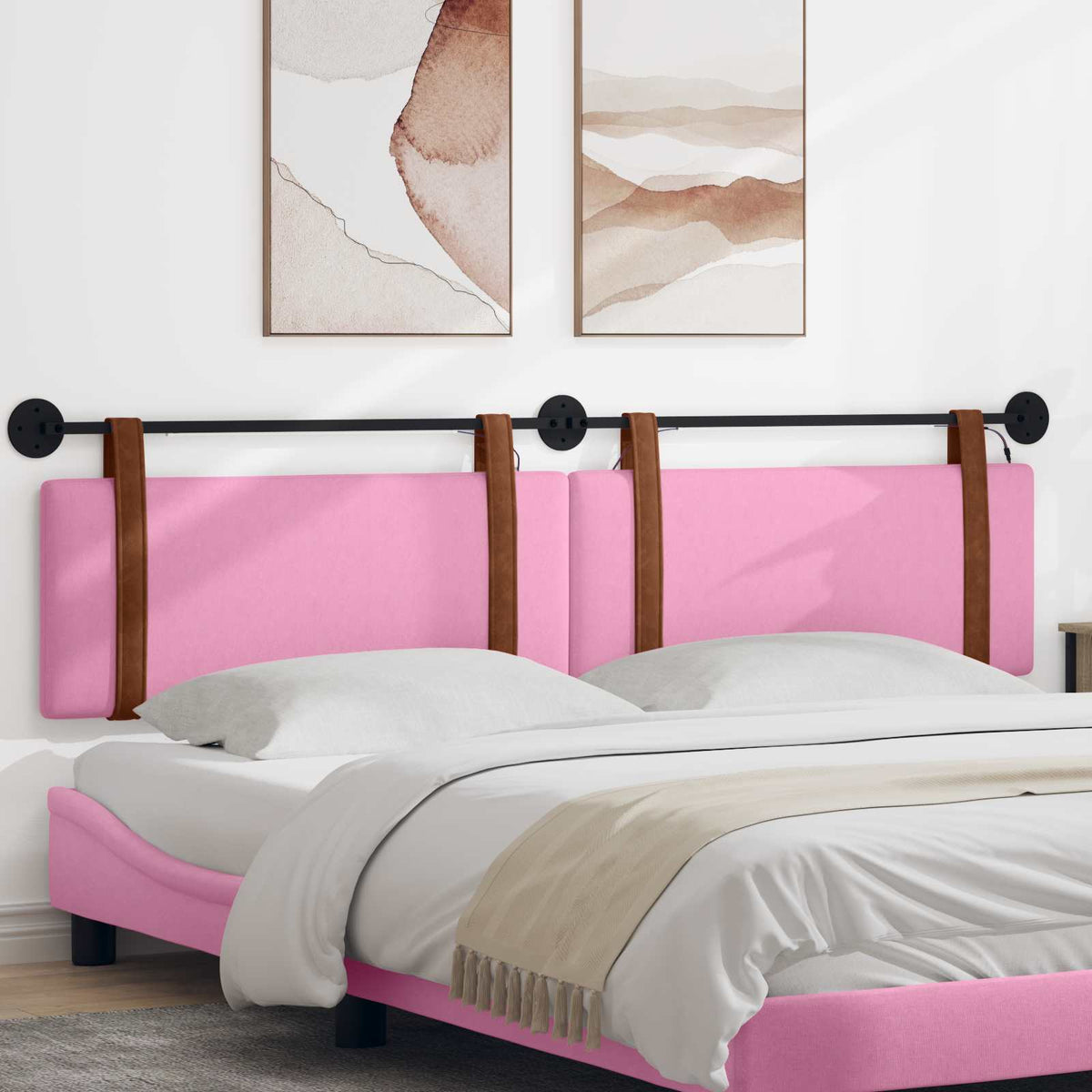 Hangend hoofdbord Met LED-verlichting Roze Antiek PU is nu te koop bij PeponiXL, paradijselijk wonen!