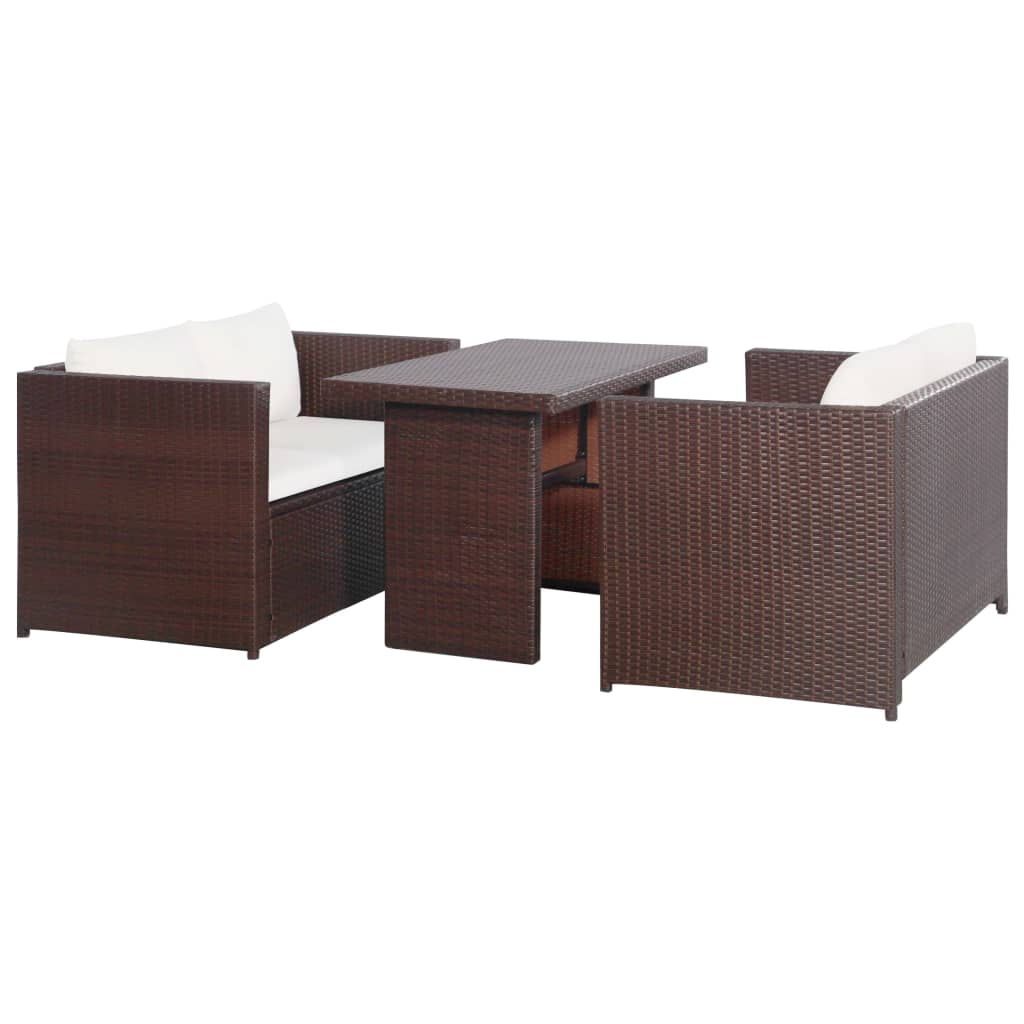 3-delige Bistroset met kussens poly rattan bruin is nu te koop bij PeponiXL, paradijselijk wonen!